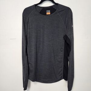 Icebreaker Merino 200 Zone Knit Men's Large Charcoal Black Long Sleeve Shirt Hea